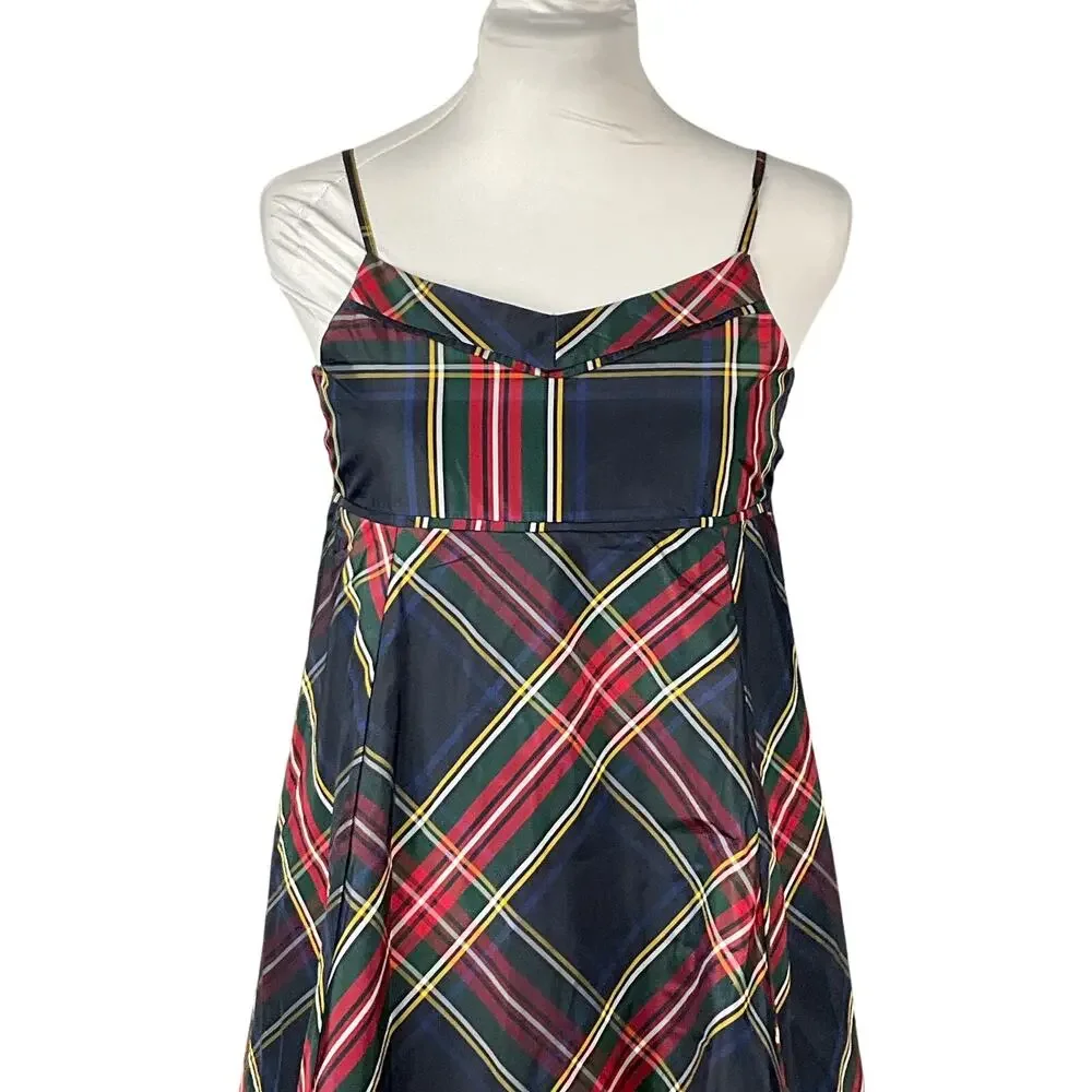 GAP Tartan Plaid Slip Dress XXL 14 16 Empire Babydoll Red Blue Party Holiday NEW